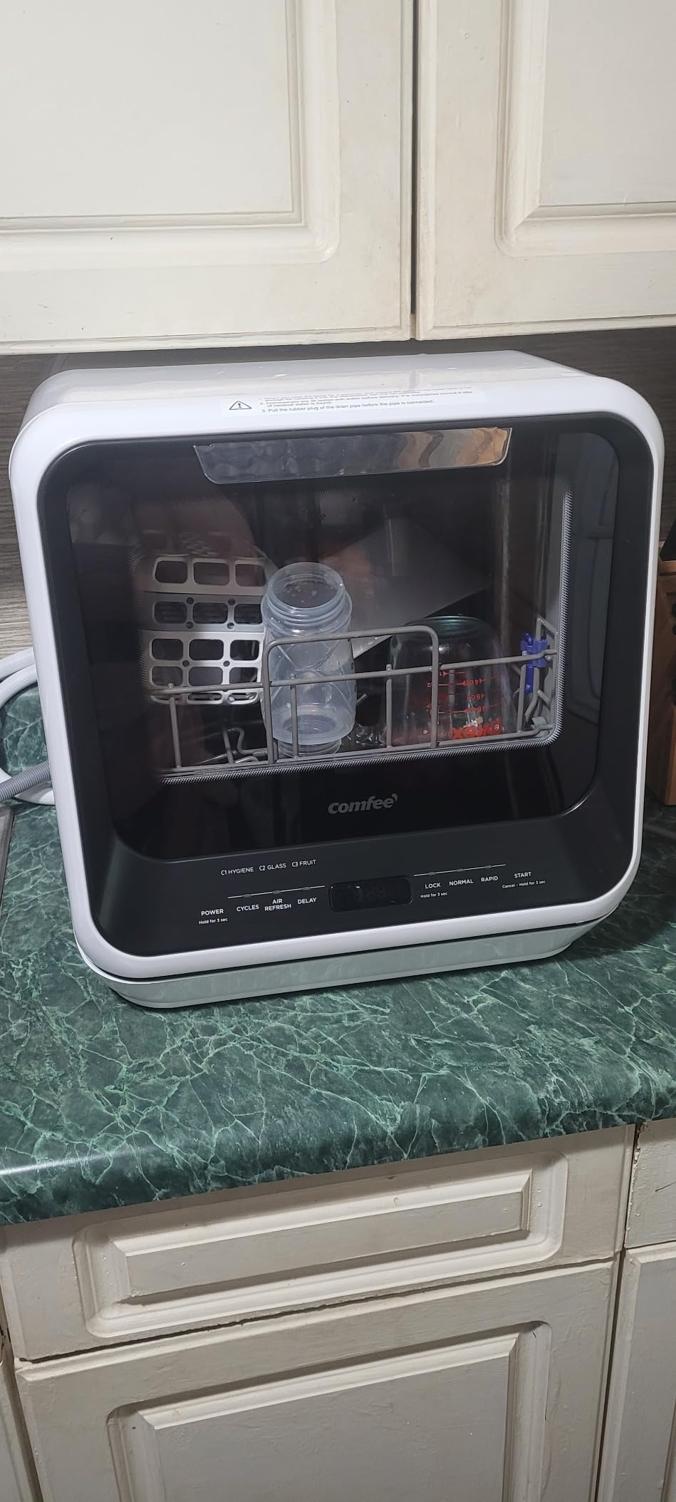 COMFEE' Portable Mini Dishwasher Countertop with 1.32Gal Built-in Water Tank, No Hookup Needed, 6 Programs, 360° Dual Spray, 162°F High-Temp & Air-Dry Function customer photo 2