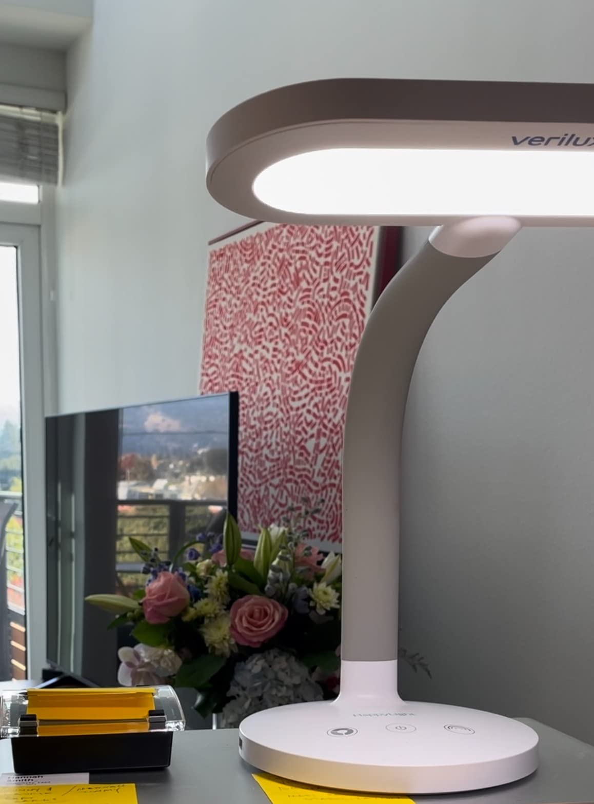 Verilux HappyLight Duo - 2-in-1 Light Therapy & Task Desk Lamp - UV-Free Full Spectrum LED, 10,000 LUX, Adjustable Brightness and Color, Flexible Gooseneck, and Integrated USB Charging Port customer photo 1