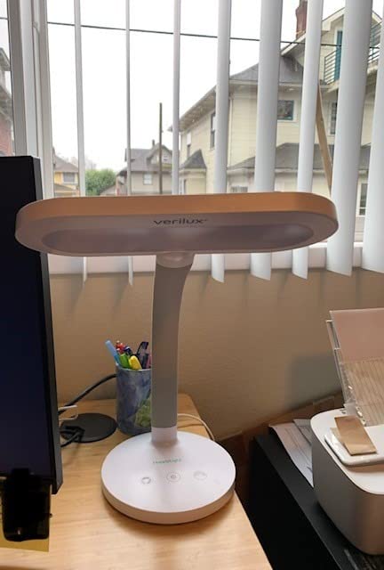 Verilux HappyLight Duo - 2-in-1 Light Therapy & Task Desk Lamp - UV-Free Full Spectrum LED, 10,000 LUX, Adjustable Brightness and Color, Flexible Gooseneck, and Integrated USB Charging Port customer photo 2
