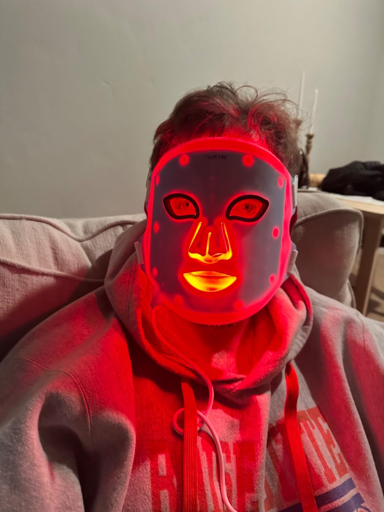LUSTRE LED Face Mask Light Therapy - 2-in-1 Red Light Mask & Blue Light Mask for Acne & Anti-Aging Skincare customer photo 1