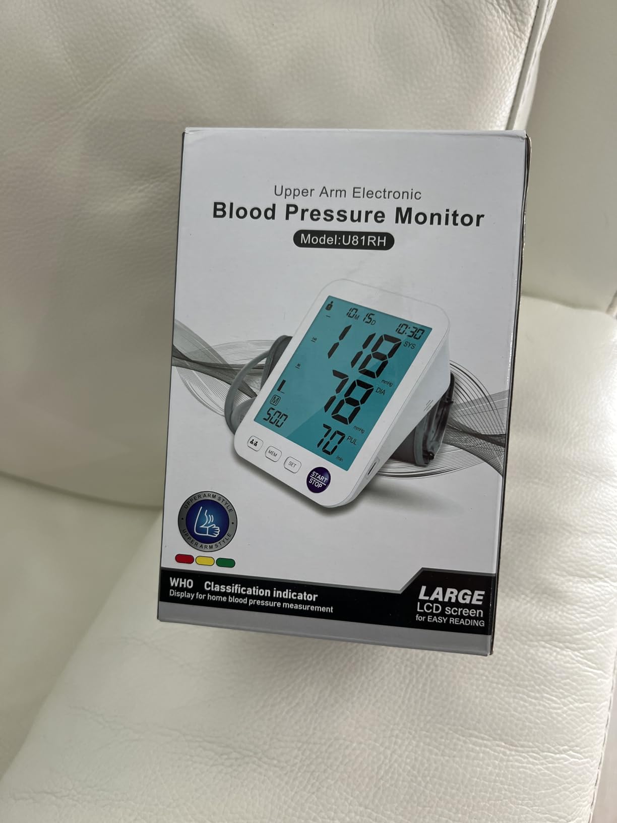 Blood Pressure Monitor-Automatic Blood Pressure Machine XL Cuff for Big Arms 13-21in-Medium/Large Cuff 9in-17in Extra Large Backlit LCD Two User 1000 Mem (Blue) customer photo 1