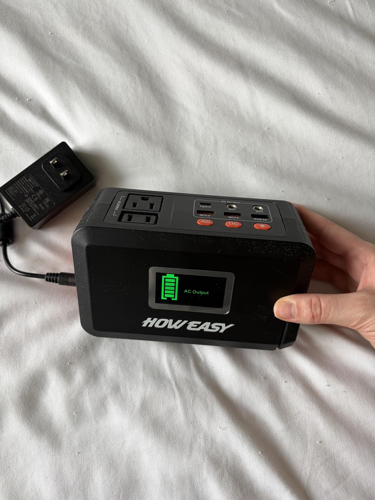 HOWEASY Portable Power Station, 120W (240W Peak) Solar Generator, 88Wh Lithium Battery Power with 110V AC Outlet/DC/USB/LED Light for Outdoor Camping Trip Hunting Emergency customer photo 1