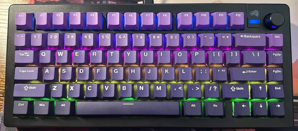 dagaladoo Double Shot PBT keycaps, Gradient Purple caps 75 Percent, 138-keys Cherry Profile Custom keycaps Set for 100% 75% 65% 60% TKL US Layout Mechanical Keyboard customer photo 2