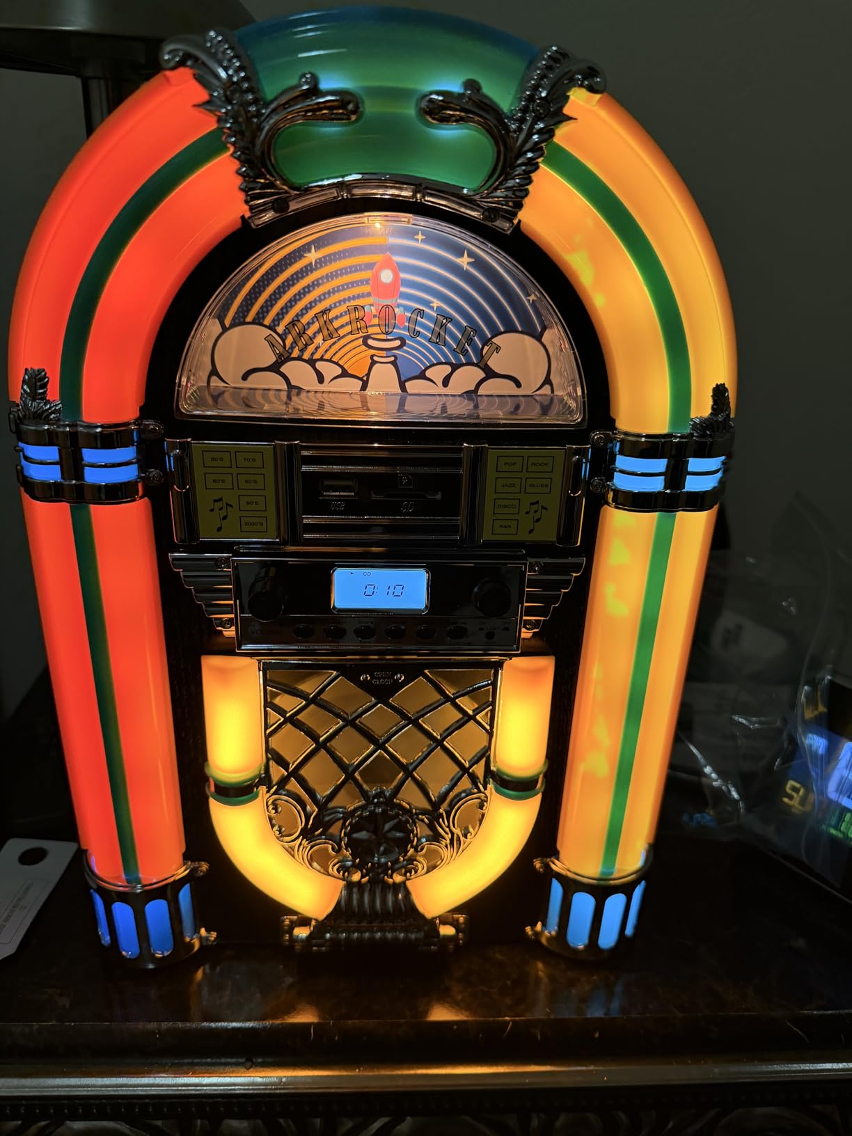 Arkrocket Athena Mini Jukebox/Tabletop CD Player/Bluetooth Speaker/Radio/USB and SD Card Player with Retro LED Lighting System customer photo 1