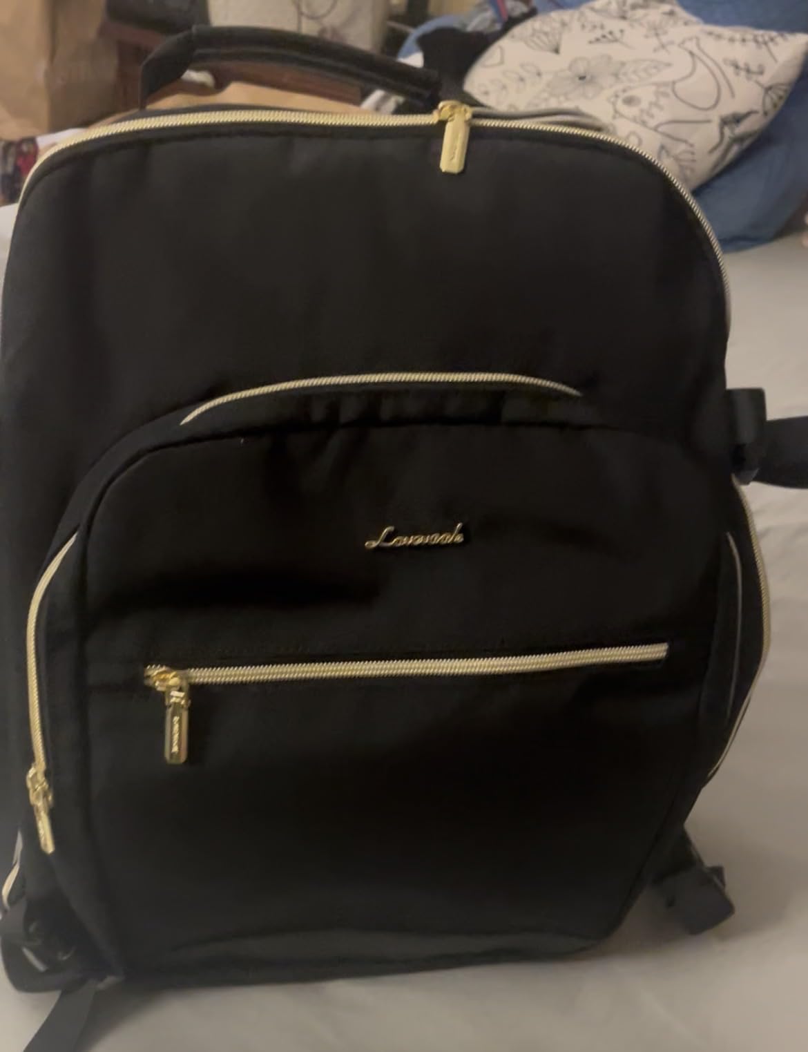 LOVEVOOK Travel Backpack for Women & Men 40L,Airline Approved Carry On Backpack Travel Essentials,TSA Carry on Luggage,Waterproof Personal Item Travel Bag,Suitcase with 3 Packing Cubes,Light gray-Pink customer photo 1