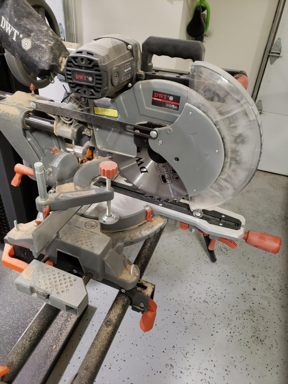 DWT Sliding Compound Miter Saw with 3 Blades, 15A 10