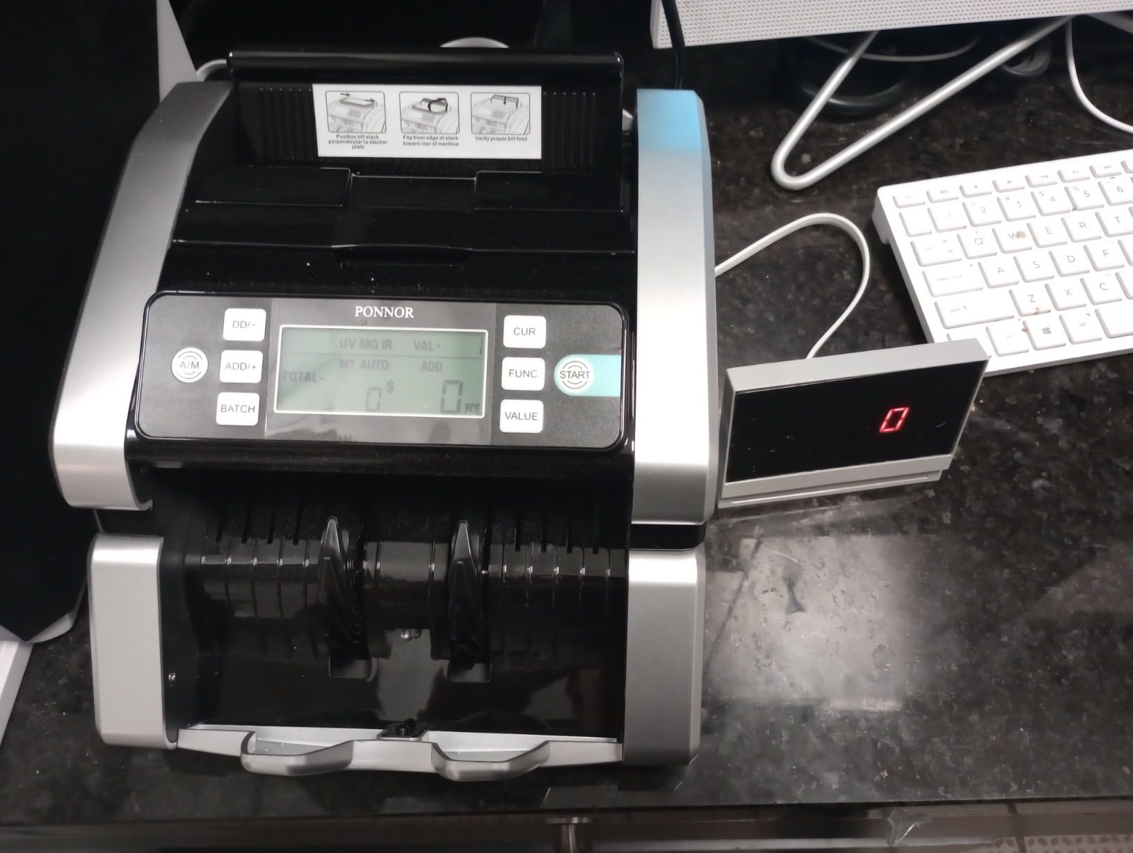 PONNOR Money Counter Machine, Value Counting, UV/MG/IR/MT/DD Counterfeit Detection, USD/EUR Bill Counter, Add and Batch Modes, Cash Counting Machine 1300 Bills/min customer photo 1