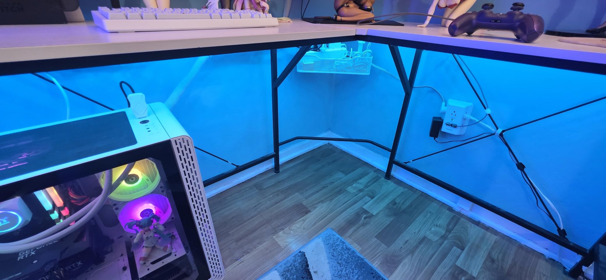 Under Desk Cable Management Tray White, Cinati Wire Organizers No Drill, Cable Tray with Clamp for Wire Management, Cord Organization Box for Office, Home - No Damage to Desk customer photo 2