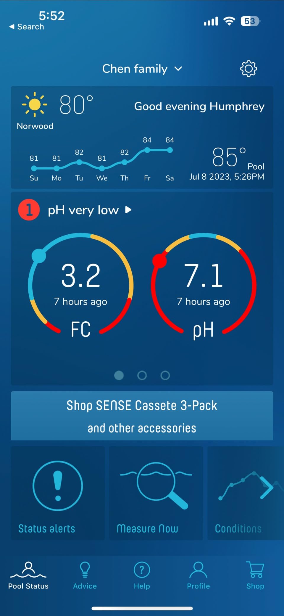 WaterGuru Sense S2 Smart Pool Monitor - Digital Pool & Spa Water Tester for Chlorine, pH, CYA & Alkalinity - Wi-Fi Enabled - Includes C5 Cassette, Float Ring & Batteries customer photo 1