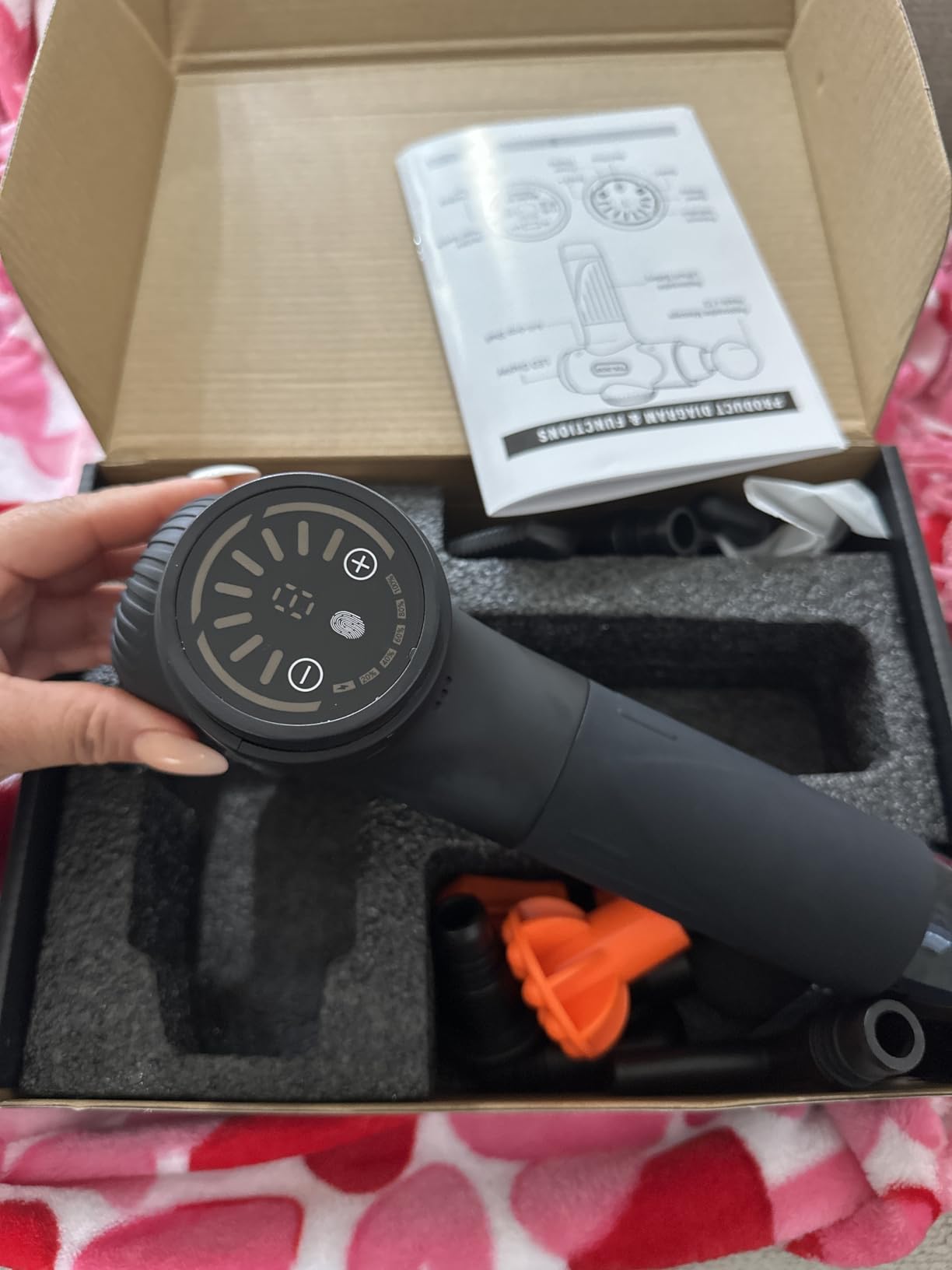 TOLOCO Massage Gun Deep Tissue, Percussion Massage Gun with 10 Replacement Heads, Super Quiet Portable Electric Massager for Athletes, Relax, Black customer photo 1