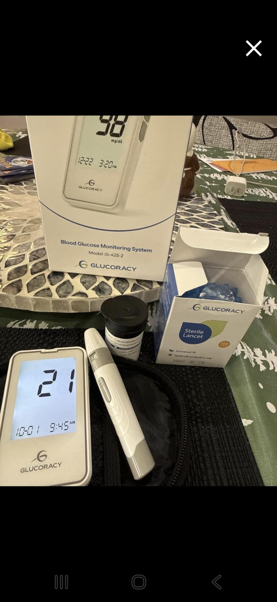 Glucoracy Blood Glucose Monitor Kit with 100 Blood Sugar Test Strips & Lancets, Glucometer, Lancing Device, Travel Case, Diabetic Home Testing Kit customer photo 2