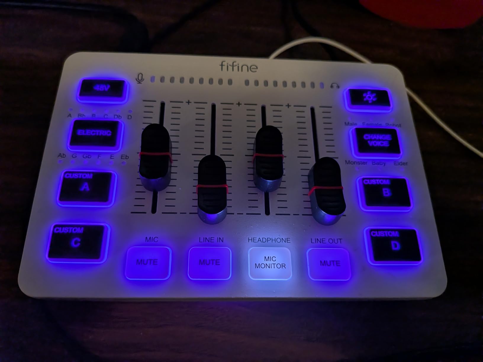 FIFINE Gaming Audio Mixer, Streaming RGB PC Mixer with XLR Microphone Interface, Individual Control, Volume Fader, Mute Button, 48V Phantom Power, for Podcast/Recording/Vocal/Game Voice-AmpliGame SC3 customer photo 1