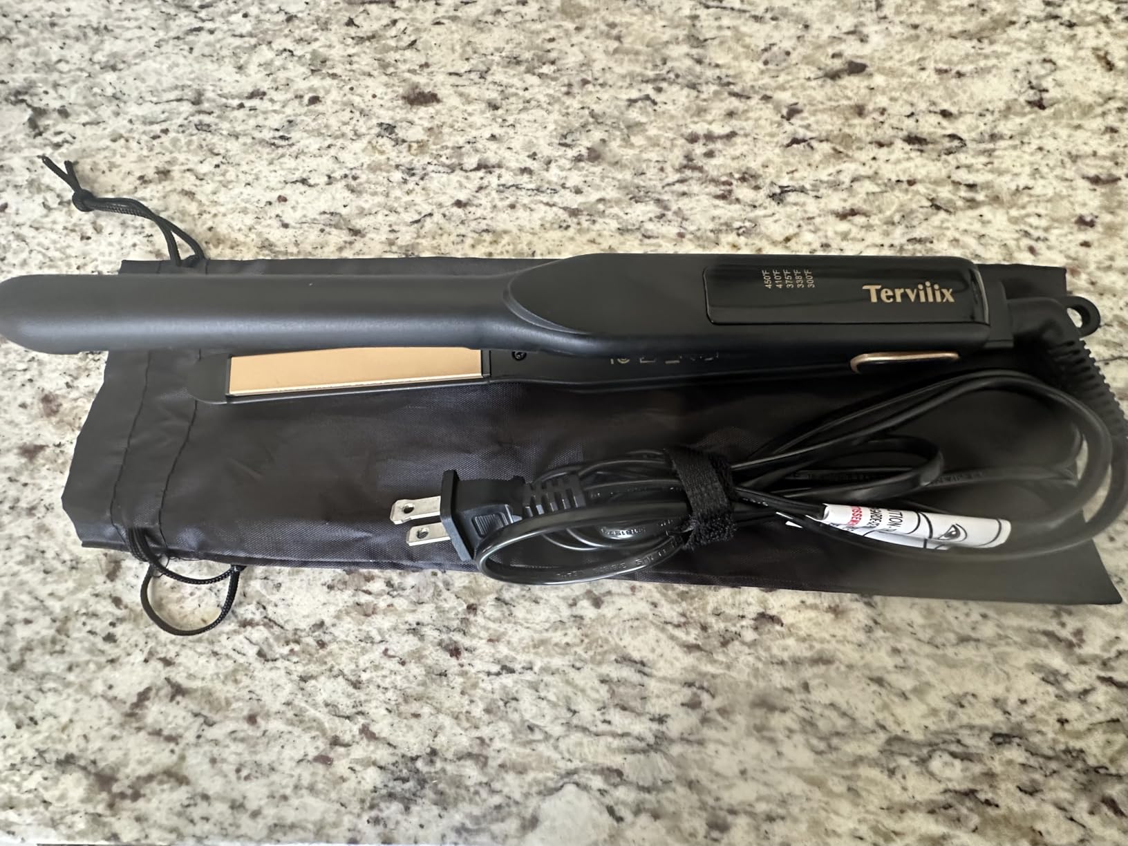 Terviiix 2 Inch Wide Flat Iron for Thick Curly Hair - Ceramic Hair Straightener Heats in 30s, 300°F-450°F Adjustable customer photo 1