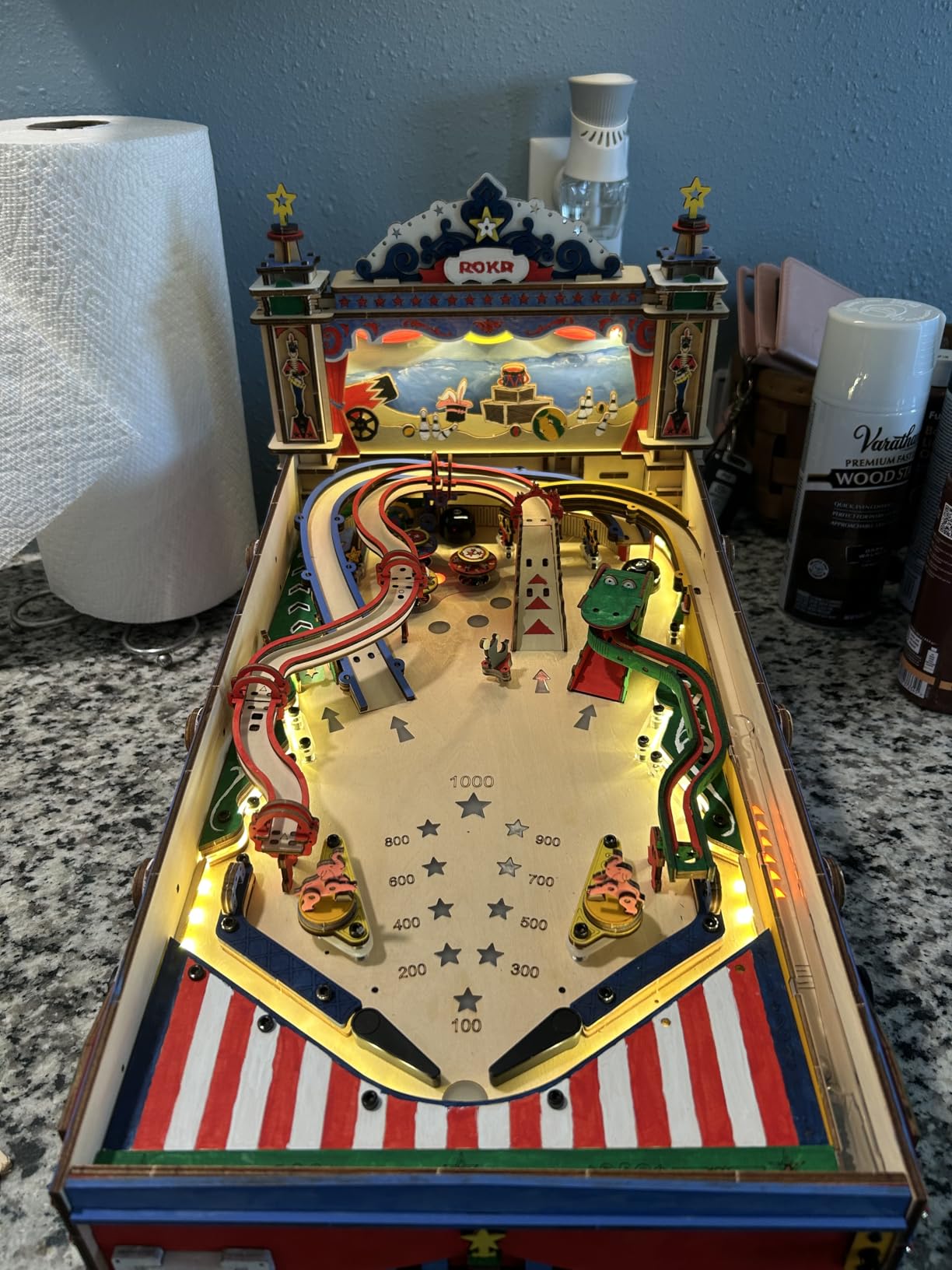 ROKR Miniature Pinball Machine-3D Wooden Puzzles for Adults-DIY Wood Model Kits customer photo 1
