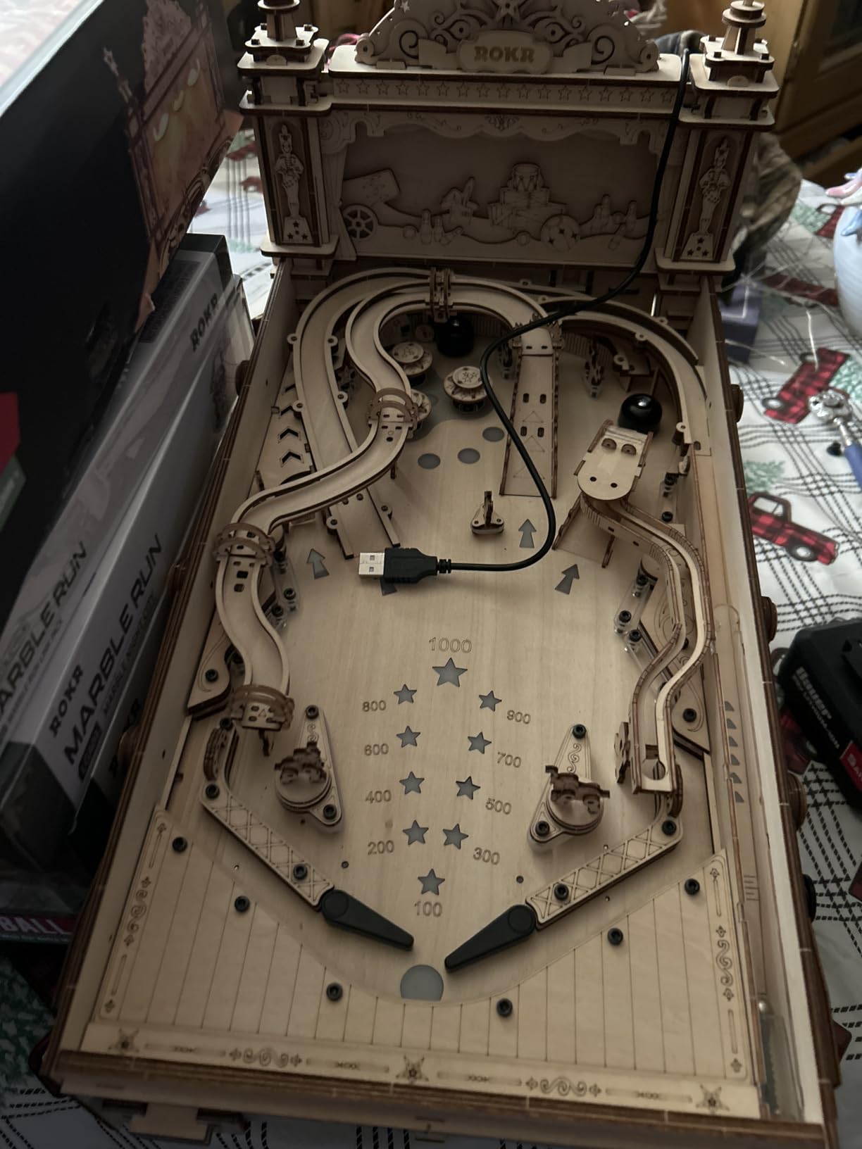 ROKR Miniature Pinball Machine-3D Wooden Puzzles for Adults-DIY Wood Model Kits customer photo 2