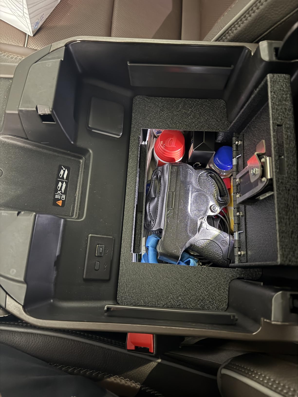 WASAI Center Console Safe Gun Vault for 2023-2026 Chevy Silverado 1500/GMC Sierra 1500 - Fingerprint Lock with Backup Key customer photo 2
