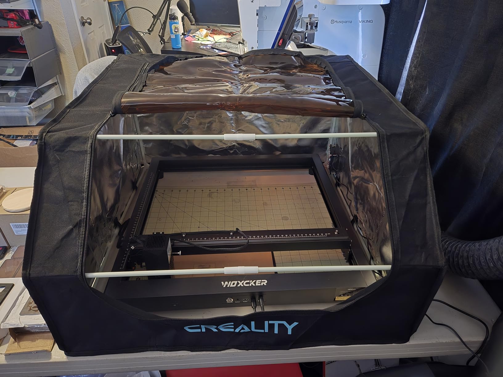 Official Laser Engraver Cover Tent, Fireproof and Dustproof Protective Enclosure with Exhaust Fan and Pipe for Most Laser Cutter customer photo 1