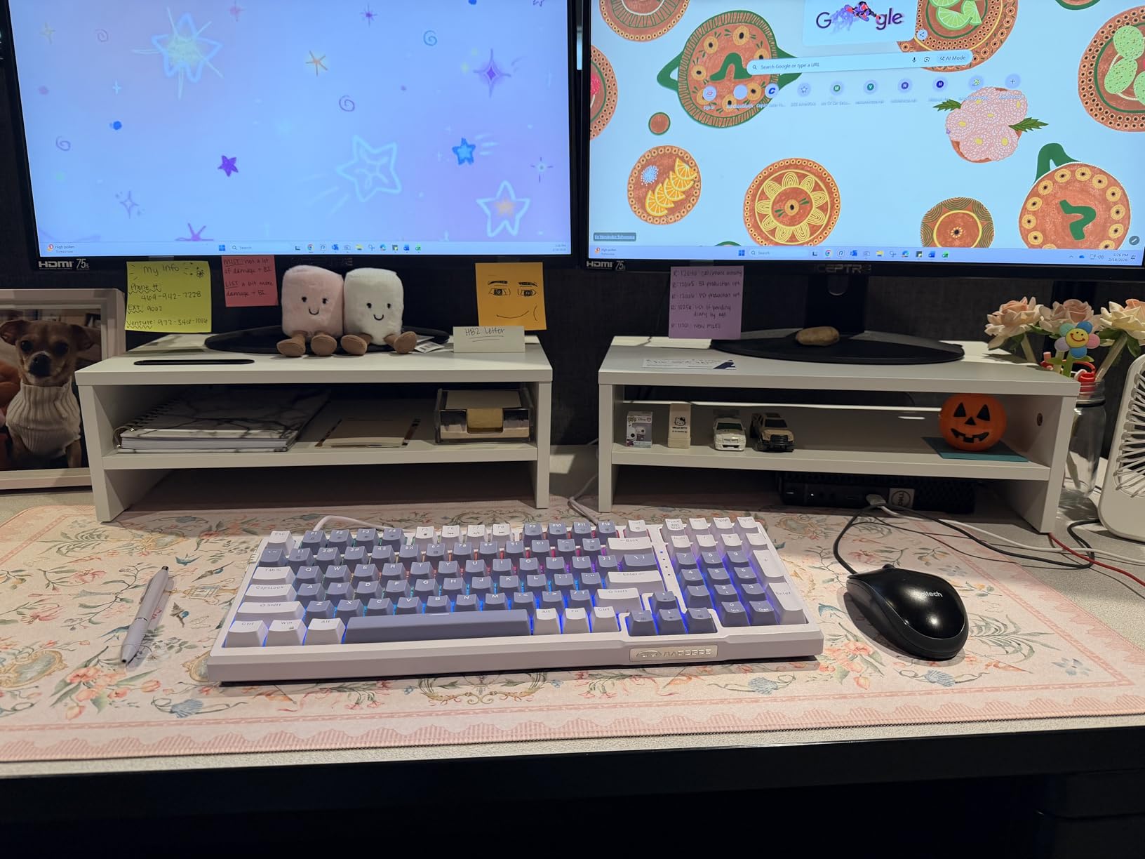 BONTEC Wooden Monitor Stand Riser, 2-Tier Desk Shelf with Storage Organizer, Ergonomic Computer Stand with Cable Management, Cellphone Holder, White, 16.5 Inch customer photo 2