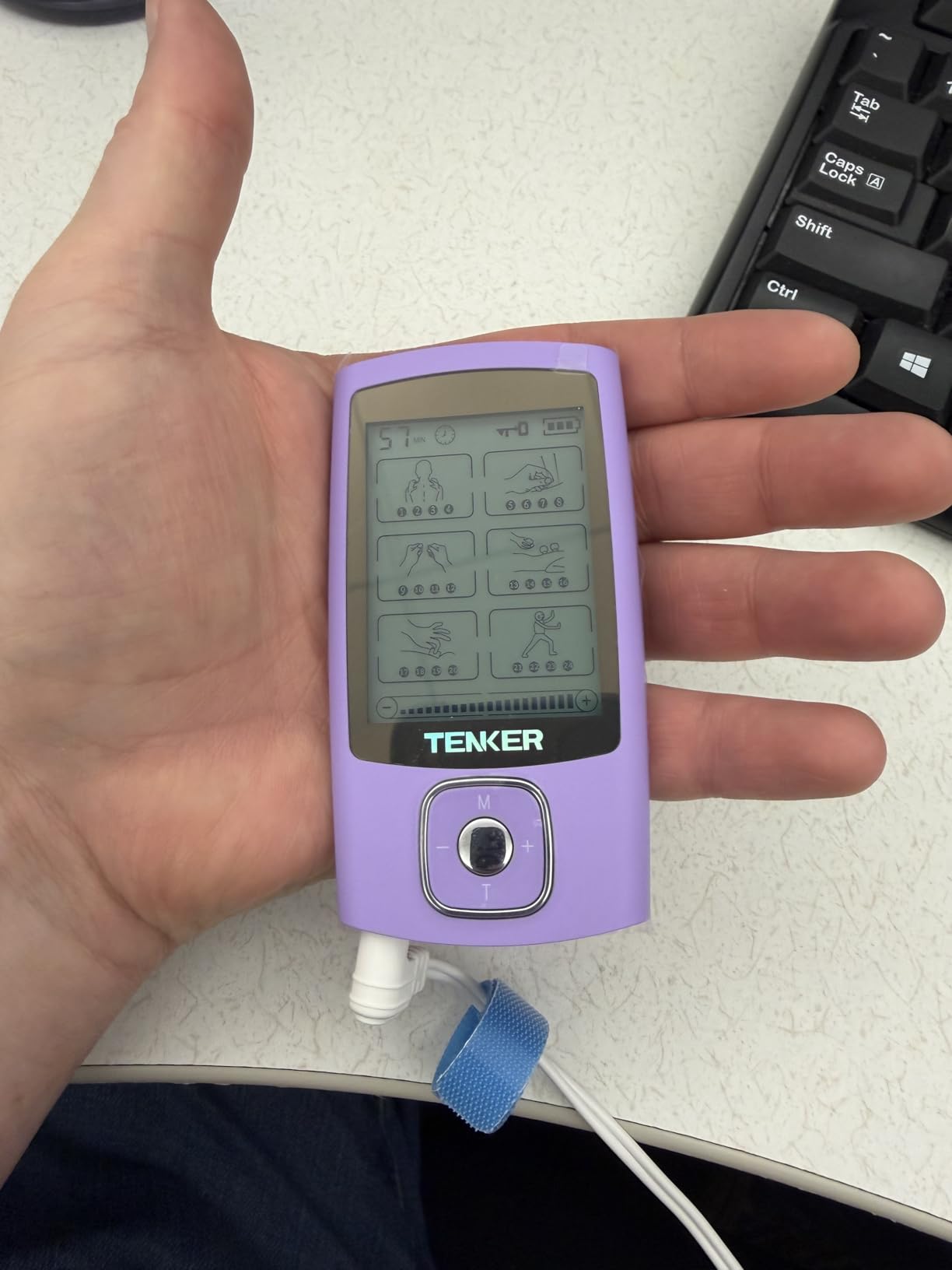 TENKER TENS Unit Muscle Stimulator, 24 Modes TENS EMS Machine for Shoulder, Sciatica, Back Pain Relief, Rechargeable Electronic Pulse Massager with 2