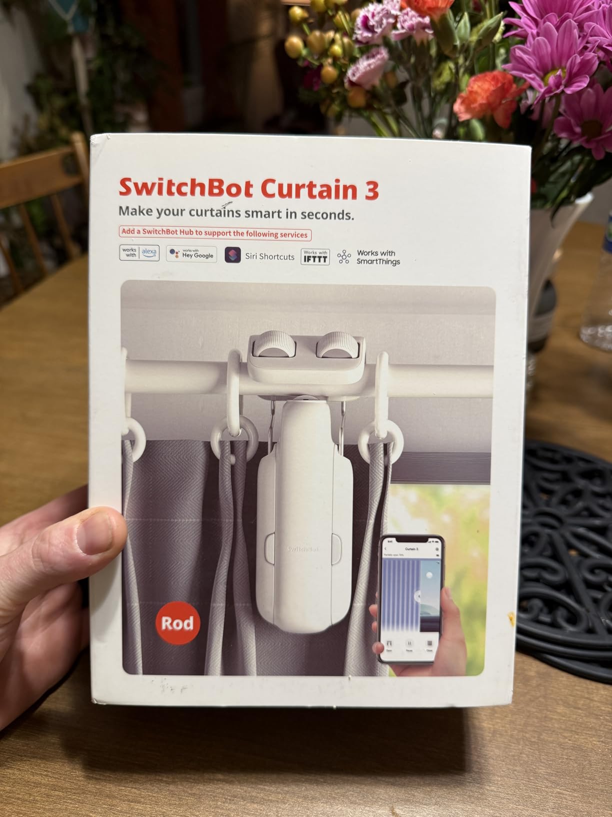SwitchBot Automatic Curtain Opener - Bluetooth Remote Control Smart Curtain with App/Timer, Upgraded High-Performance Motor, Add Hub to Work with Alexa, Google Home, HomeKit customer photo 2