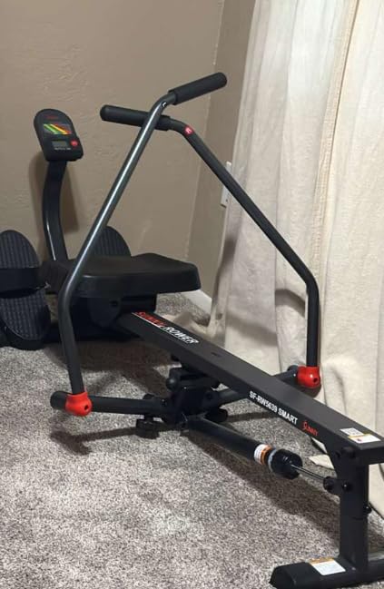 Sunny Health & Fitness Full-Motion Rowing Machine w/Adjustable Resistance, Low-Impact Full-Body Workout Rower w/Long Slide Rail, Space-Saving Design, Free SunnyFit App Connection customer photo 1