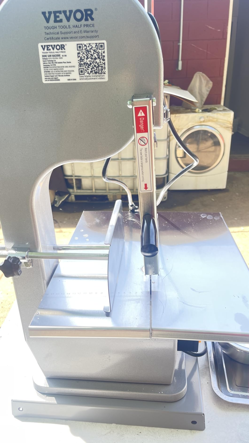 Commercial Electric Meat Bandsaw, 1500W Stainless Steel Vertical Bone Sawing Machine, Workbeach 19.3 x 15 inches, 0.16-7.9 Inch Cutting Thickness, Frozen Meat Cutter with 6 Blades customer photo 1