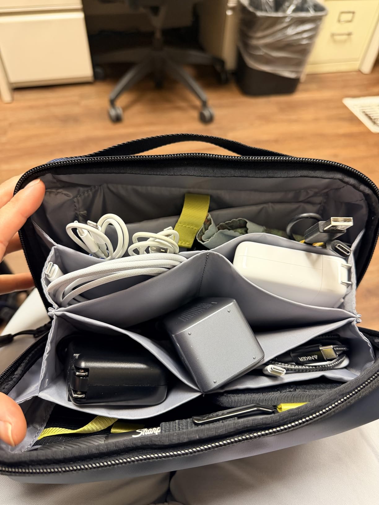 tomtoc Travel Cable Organizer Pouch, Electronics Accessories Organizer Portable Waterproof Double Accessories Carry Case for Cord, Charger, Cables, USB Drive, Black customer photo 2