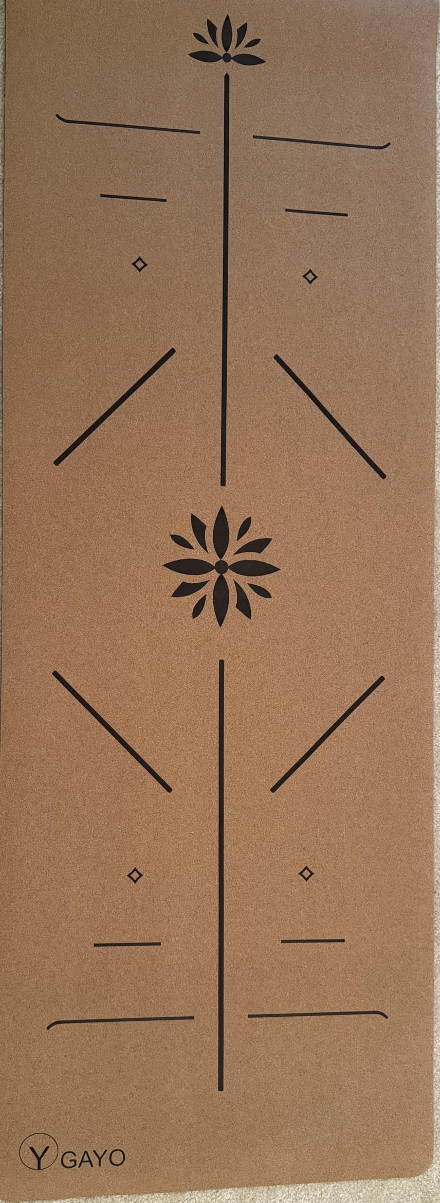 Y O Gayo Premium Yoga Cork Mat | 5mm Thick Natural Tree Rubber Base and Bigger Mat for Extra Support, Alignment lines for Guidance | Non-Slip, Sustainable customer photo 2