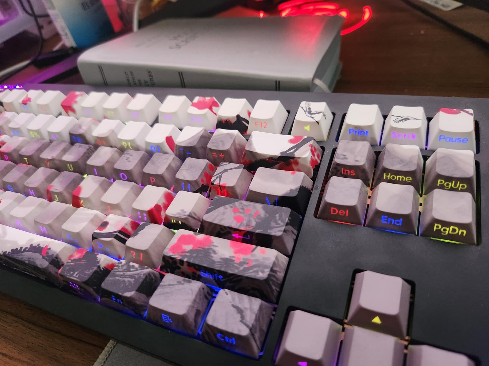 Tsungup PBT Keycaps - Side Print Keycap Set, 135 Keys Double Shot Shine Through Landscape Painting Custom Keycaps, Cherry Profile Keyboard Key caps for Cherry MX Switches Mechanical Keyboards customer photo 1