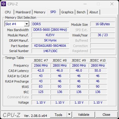 KLEVV DDR5 32GB (1x32GB) 5600MHz CL46 UDIMM SK Hynix A-Die Desktop RAM Memory - Black (KD5BGUA80-56G460A) customer photo 2