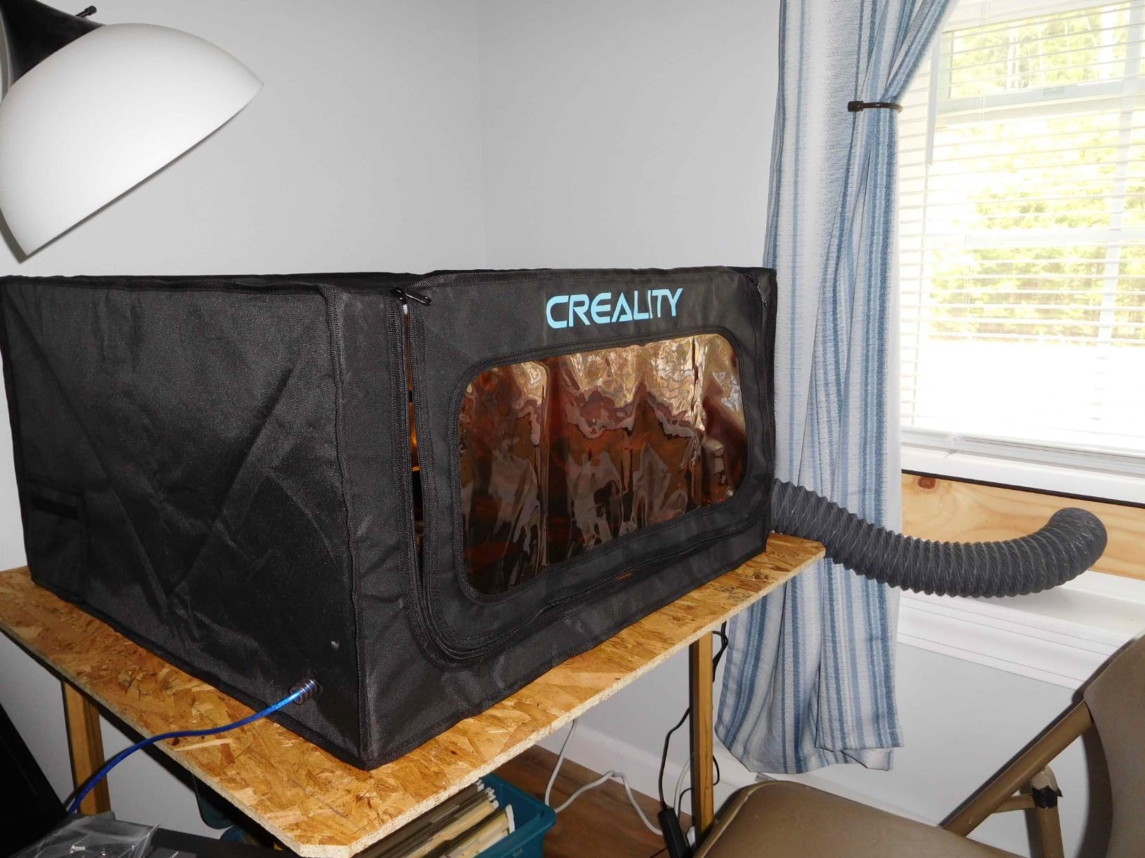 Creality Laser Engraver Enclosure 2.0 with Vent, Fireproof and Dustproof Laser Cutter Protective Cover 28.3x28.3x15.7in with Fan and Pipe customer photo 1