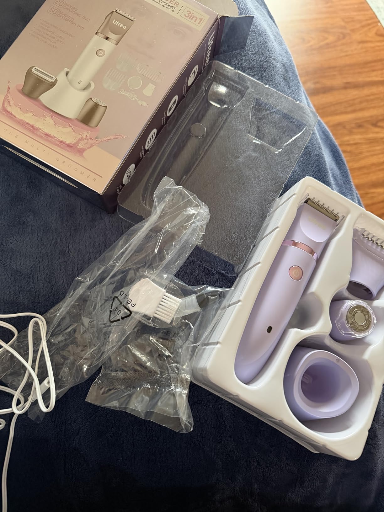Ufree Bikini Trimmer Electric Razors for Women, Rechargeable Pubic Body Hair Trimmer Electric Shaver for Legs Body Hair, Bikini Shaver IPX7 Waterproof, Gifts for Women, Purple customer photo 1
