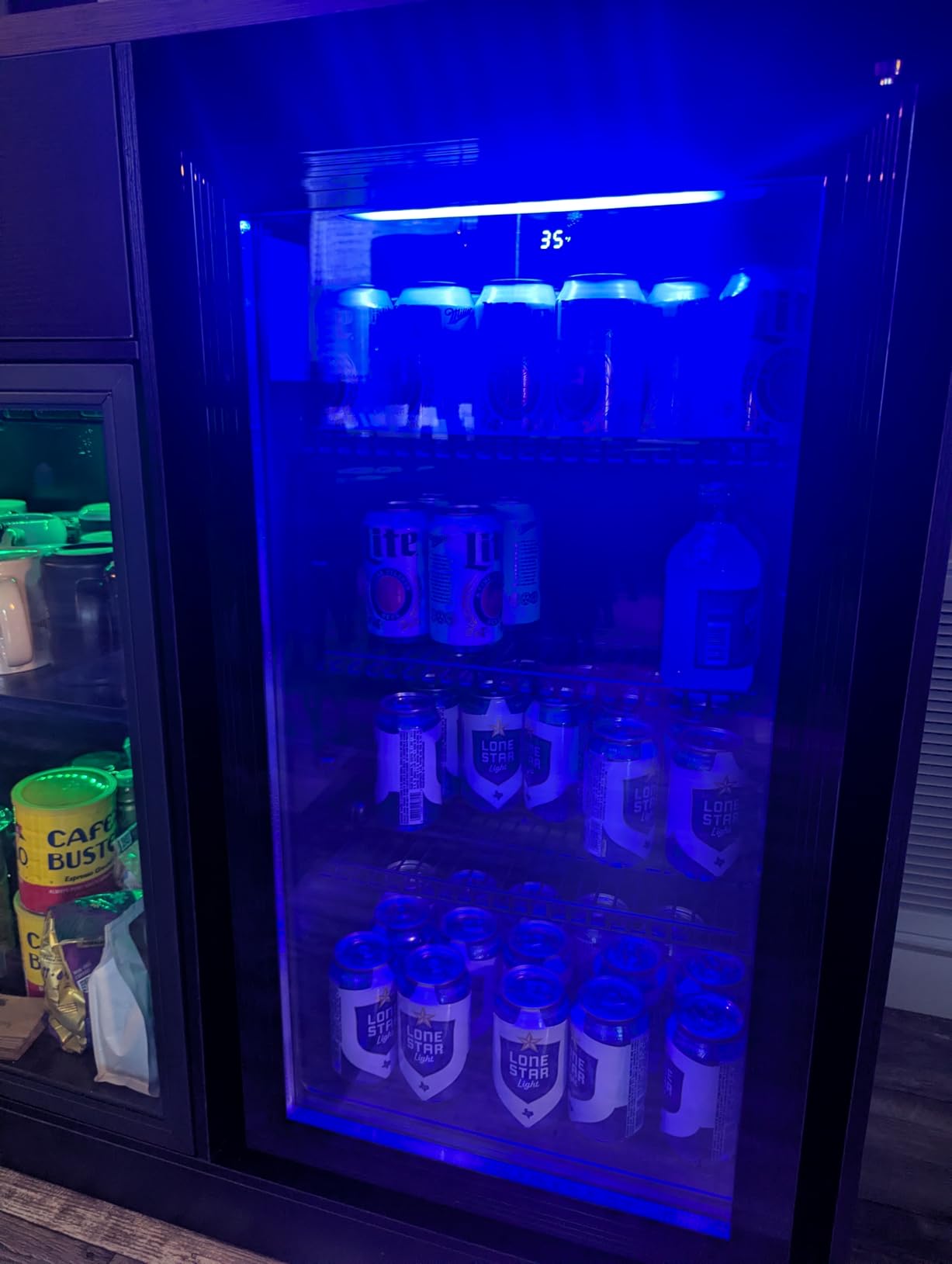 Manastin Beverage Refrigerator Cooler-130 Cans Freestanding Mini Fridge Cooler with Glass Door, Adjustable Shelves & Digital Temperature Display for Soda, Wine or Beer (Black, 3.2 Cu.Ft) customer photo 1