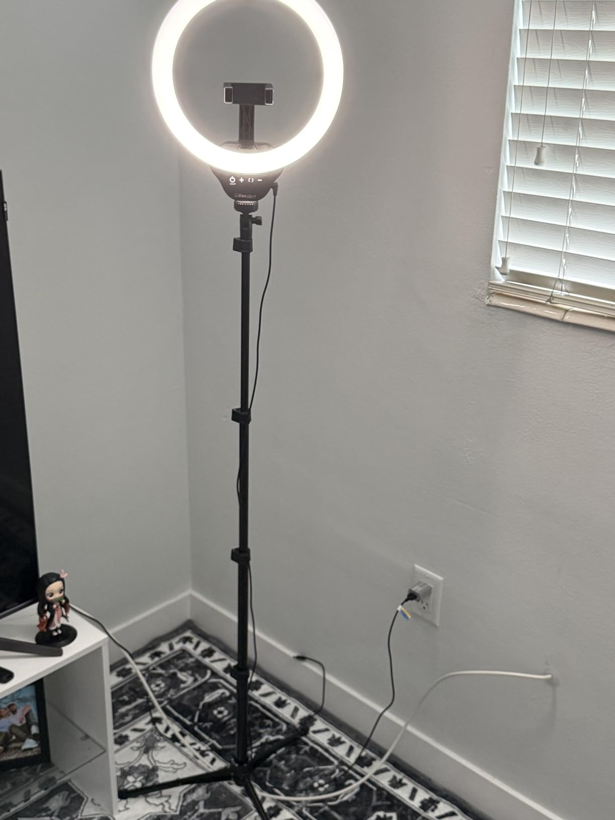 UBeesize 14'' LED Foldable Ring Light with 62'' Tripod Stand, Selfie Ring Light for Video Recording, Live Streaming, TikTok & YouTube, Compatible with iPhone & Android (Black) customer photo 1