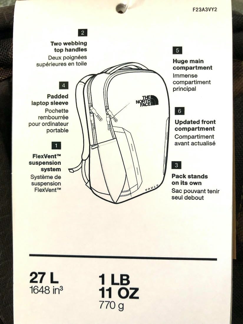 The North Face Vault Everyday Laptop Backpack - Commuter Travel Bag, Water-Repellent Finish, Spacious Compartment, Mid Grey Dark Heather/TNF Black-NPF, One Size customer photo 1