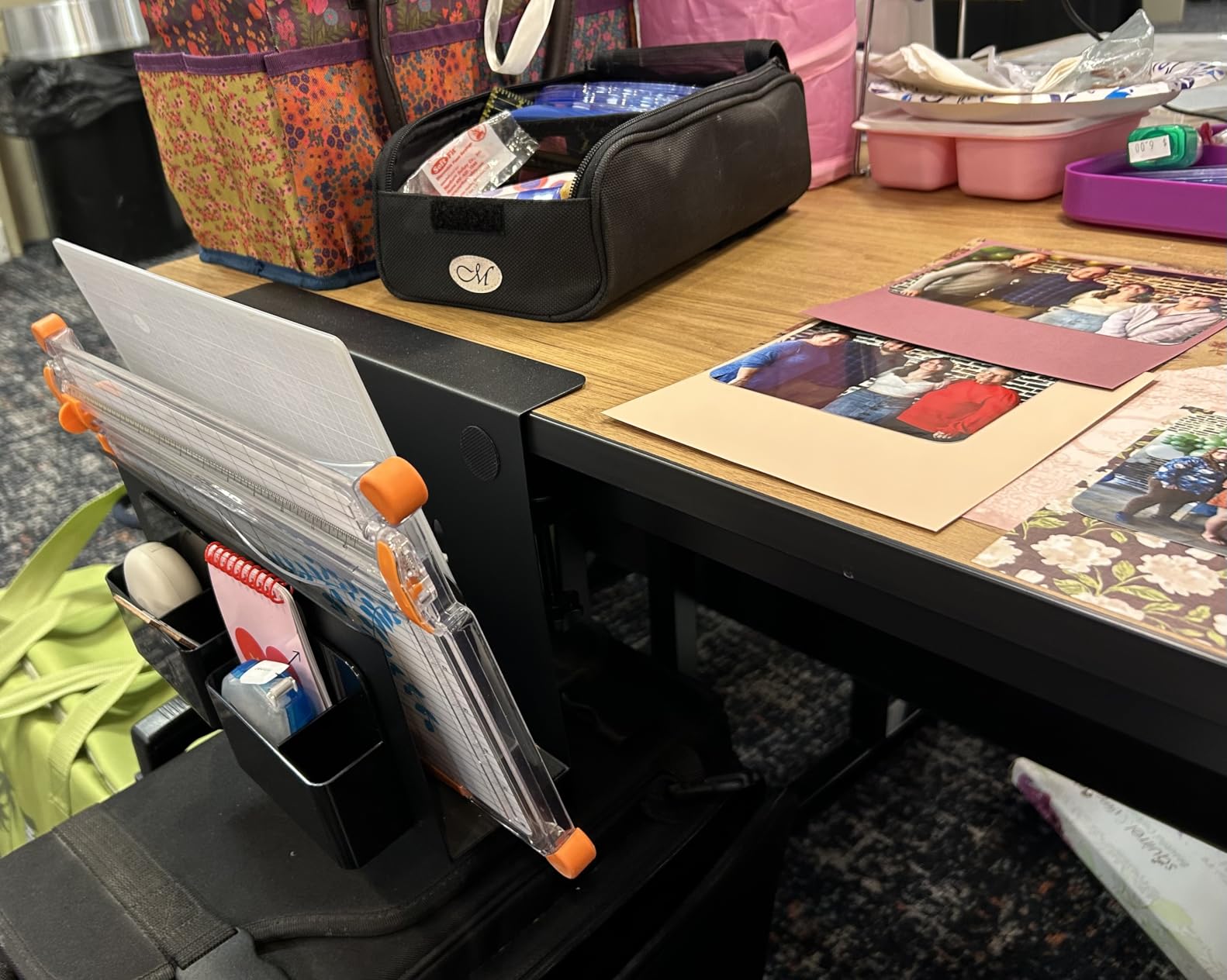 MAXECHO Desk Side Storage, Under Desk Laptop Mount, Table Side Hanging File Organizer, No Drill Clamp On Cable Management Tray customer photo 2