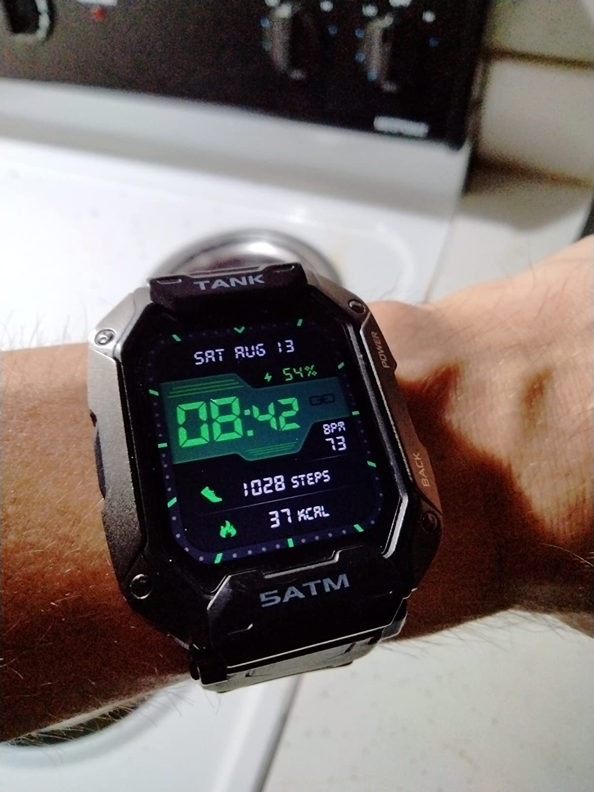 Kospet Tank M3 Ultra Smart Watch with GPS, 5ATM Waterproof, Compass, Altitude, Air Pressure, 480mAh Extra Large Battery, Full Stainless Steel, Bluetooth Call, AMOLED Always-on Display customer photo 1