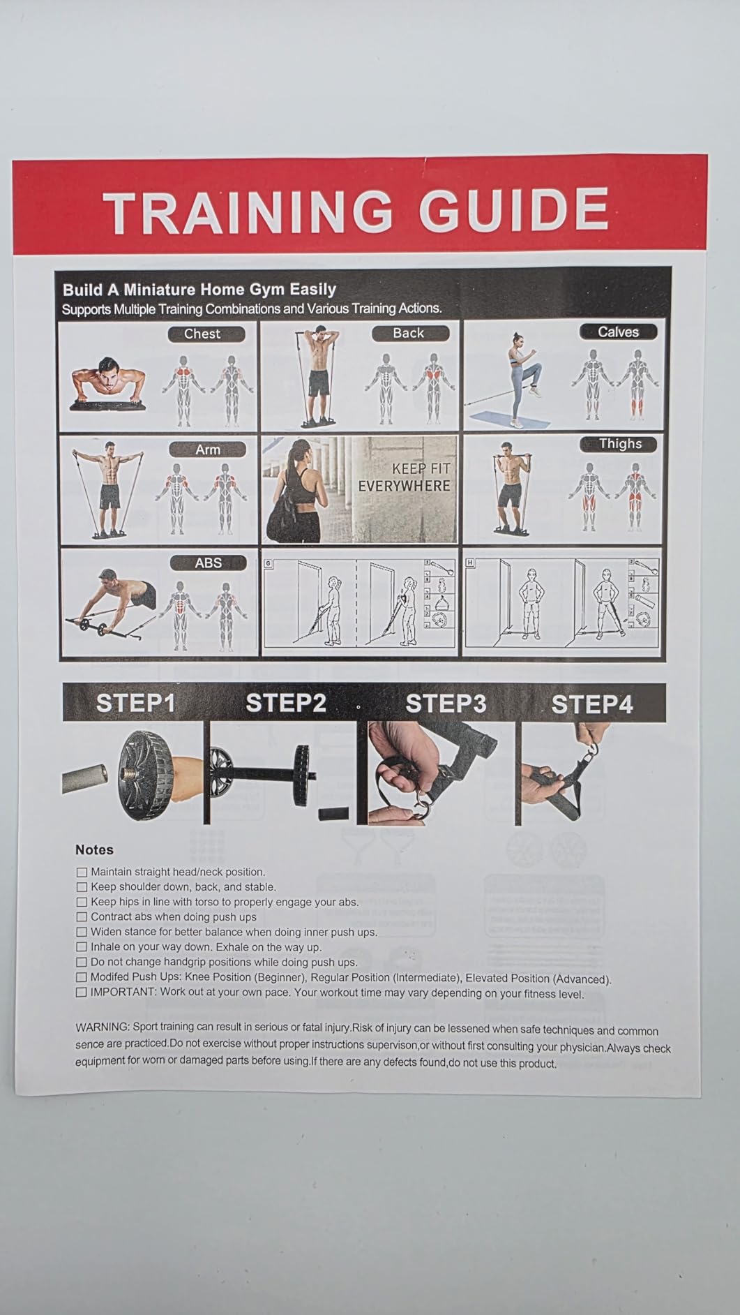 MQRW Push Up Board,Home Gym,Portable Exercise Equipment,Pilates Bar and 20 Fitness Accessories with Resistance Bands and Ab Roller Wheel,Full Body Workout at Home customer photo 2