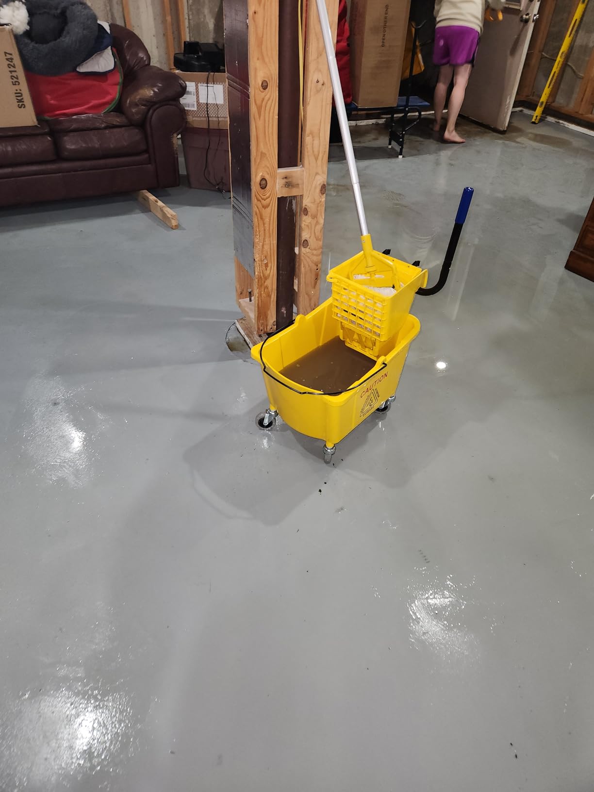 Commercial Mop Bucket with Side Press Wringer on Wheels, Including One Commercial Mop, 35 Quart, Yellow customer photo 1