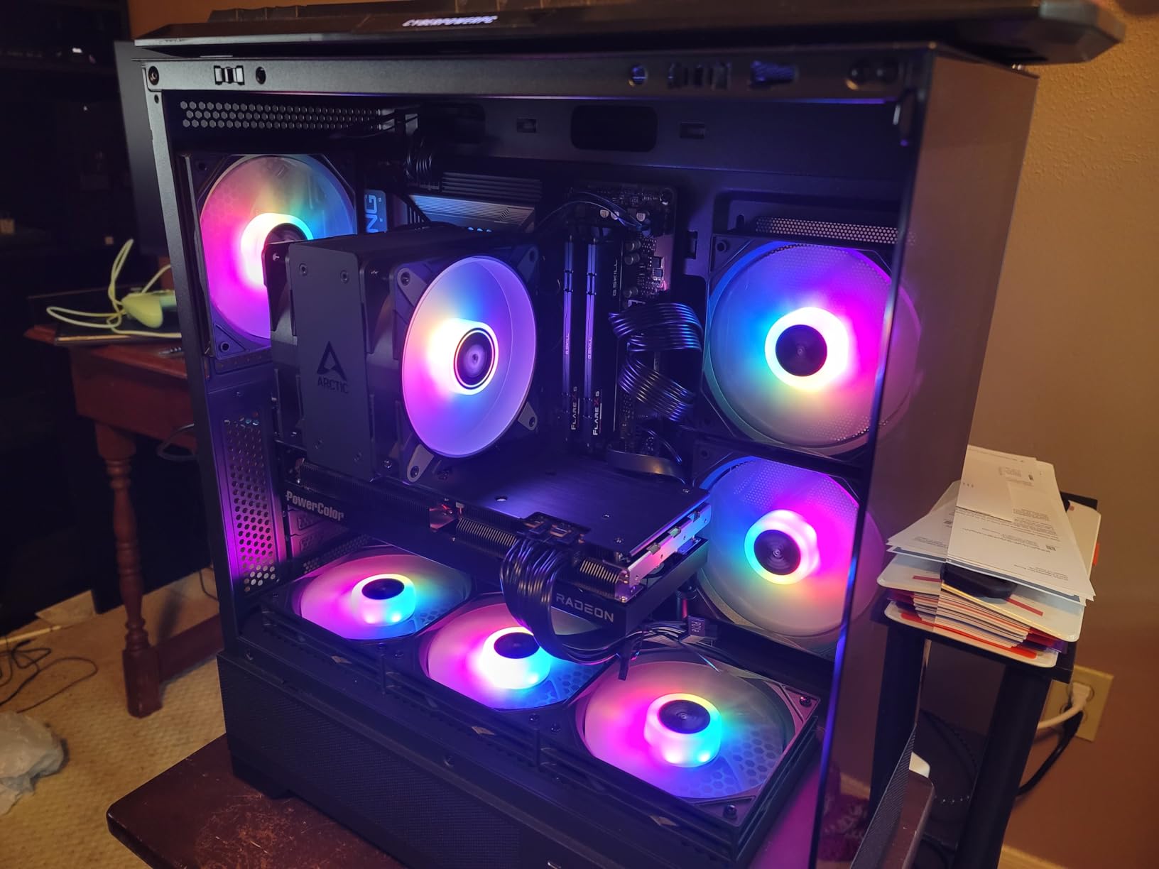 Aqua 7 ATX Mid Tower PC Case 6x120mm PWM ARGB Fan Panoramic Tempered Glass - Black customer photo 1