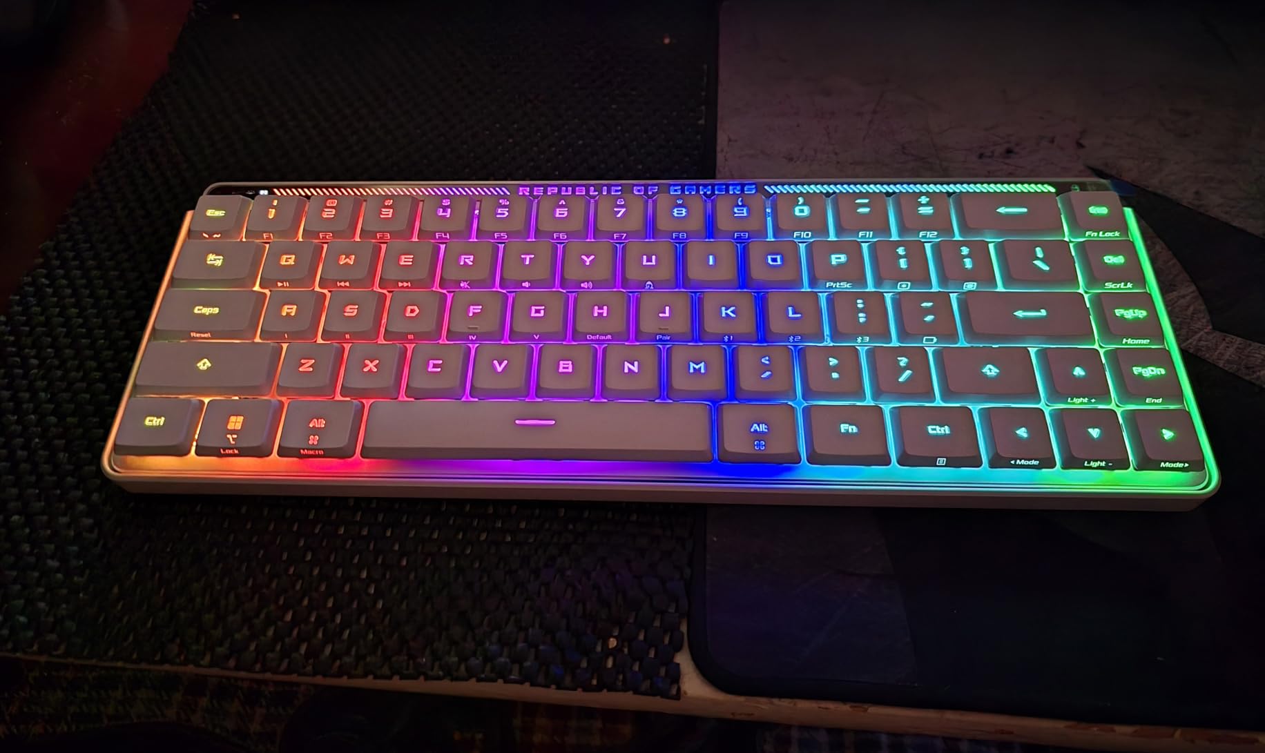 ASUS ROG Falchion RX Low Profile Wireless Gaming Keyboard - 65% Compact TKL, Tri-Mode Connectivity, ROG RX Blue Optical Switches, RGB, Touch Panel, Keyboard Cover, PC/Mac Support - White customer photo 1