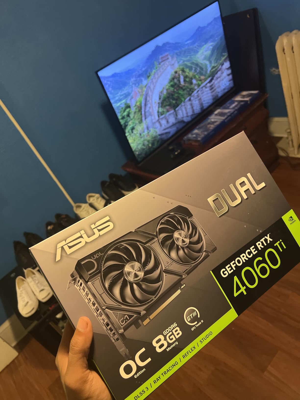 ASUS Dual GeForce RTX 4060 Ti EVO OC Edition 8GB GDDR6 (PCIe 4.0, 8GB GDDR6, DLSS 3, HDMI 2.1a, DisplayPort 1.4a, Axial-tech fan design, 0dB technology, Protective Backplate, Auto-Extreme Technology) customer photo 1