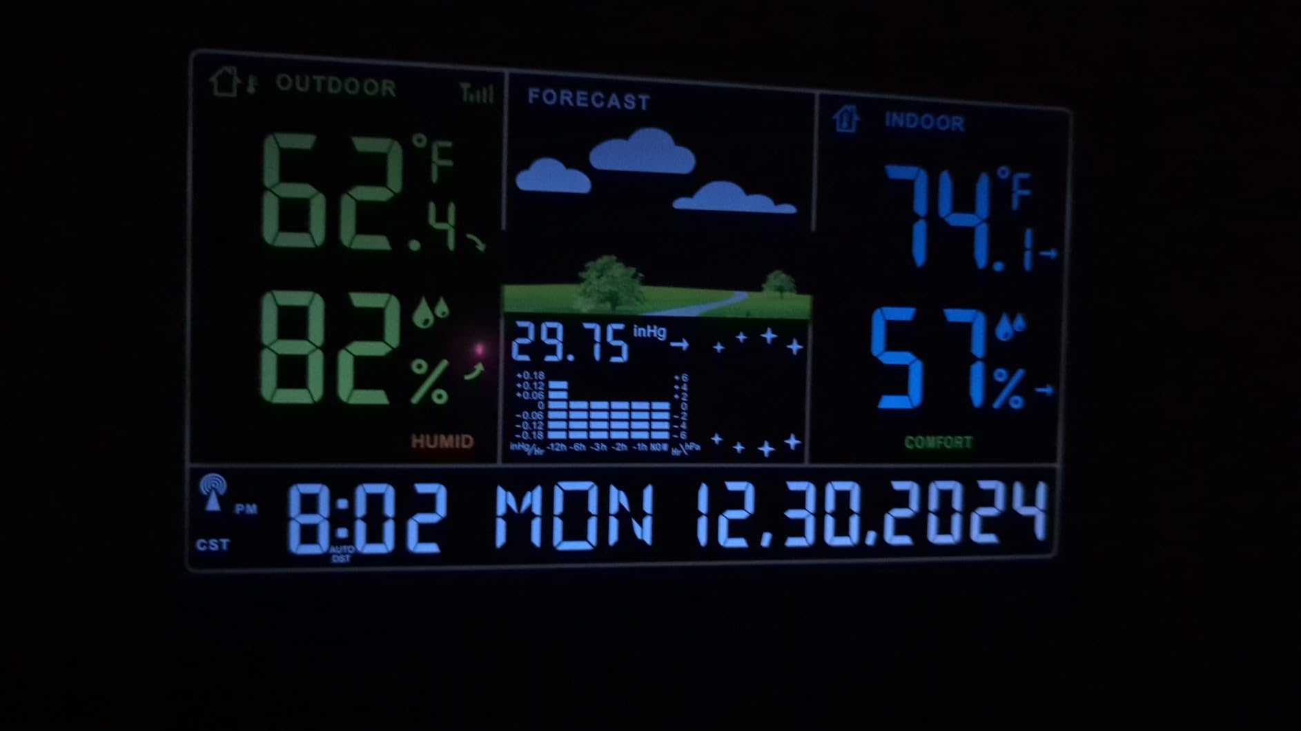 DreamSky Weather Station Indoor Outdoor Thermometer Wireless with Digital Atomic Clock for Home, Large Display with Dimmer, USB Port, Inside Outside Temperature Humidity Monitor customer photo 2