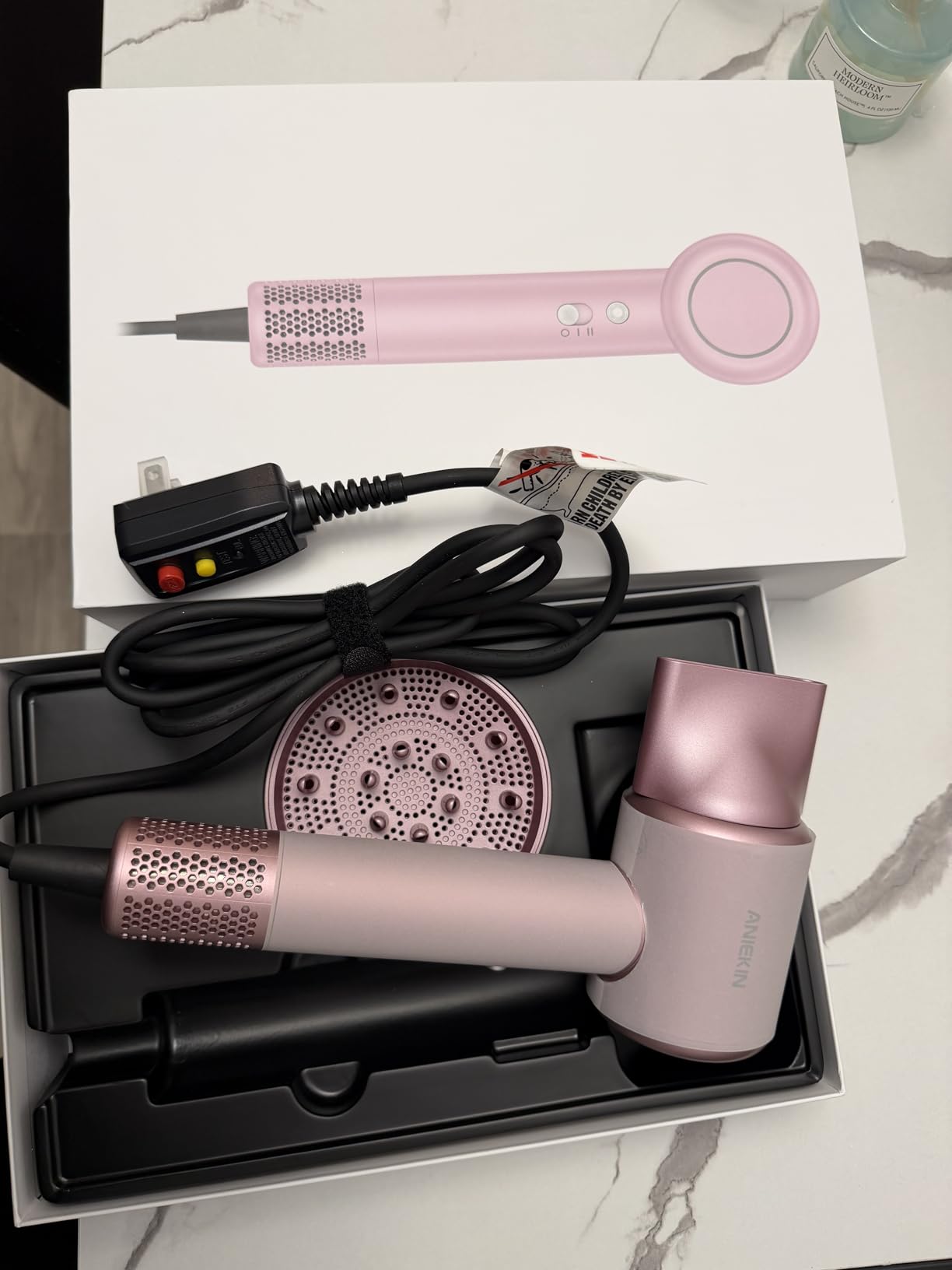 Hair Dryer, High-Speed Ionic Low Noise Blow Dryer with Brushless Motor for Fast Drying, Thermo-Control Quiet Compact Hair Blow Dryer with Magnetic Diffuser for Curly Hair for Home Travel Salon customer photo 1