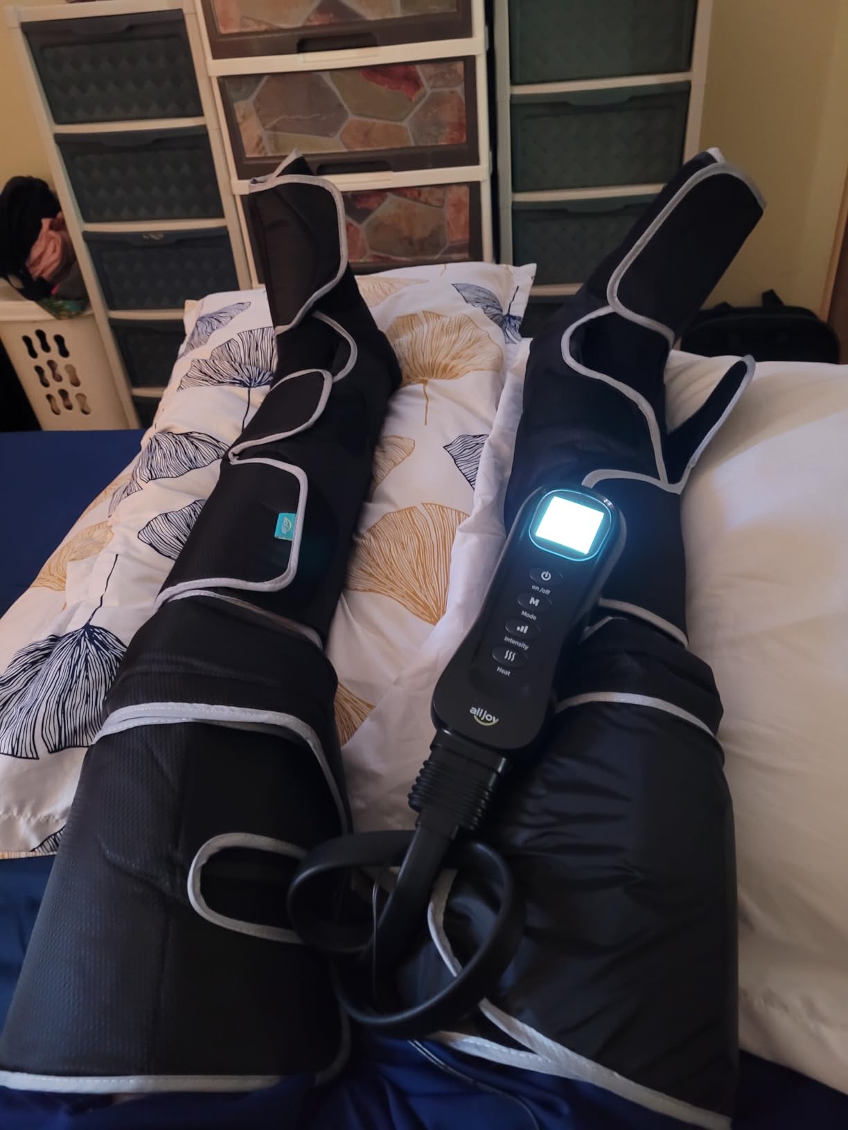 ALLJOY Leg Massager for Circulation and Pain Relief FSA, Leg Massager with Heat and Compression, 2 Heat 5 Modes 4 Intensities 4 Extenders customer photo 1