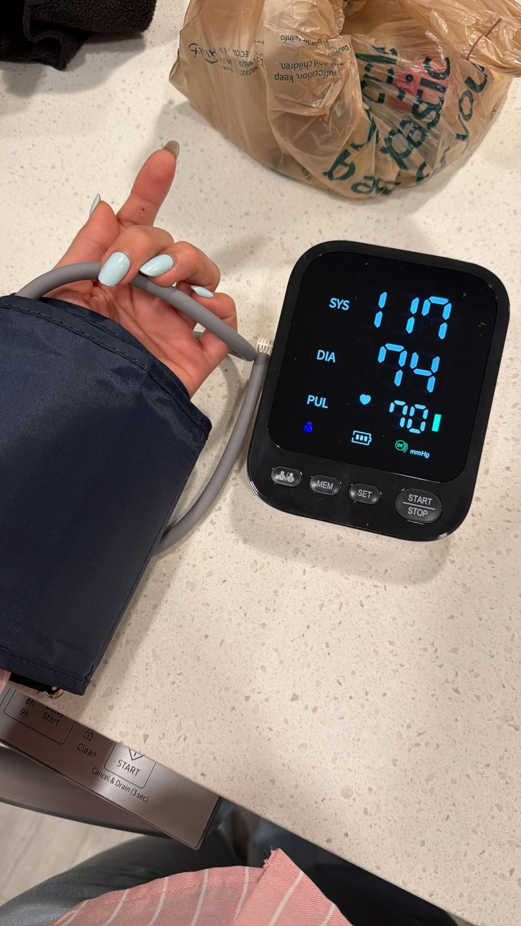 Blood Pressure Machine, Automatic Upper Arm Blood Pressure Monitor with 2x199 readout, 4.5 inch Backlit Large Screen Adjustable Large Cuff 9 to 17 inches - arrhythmia and Home Hypertension Detector customer photo 1