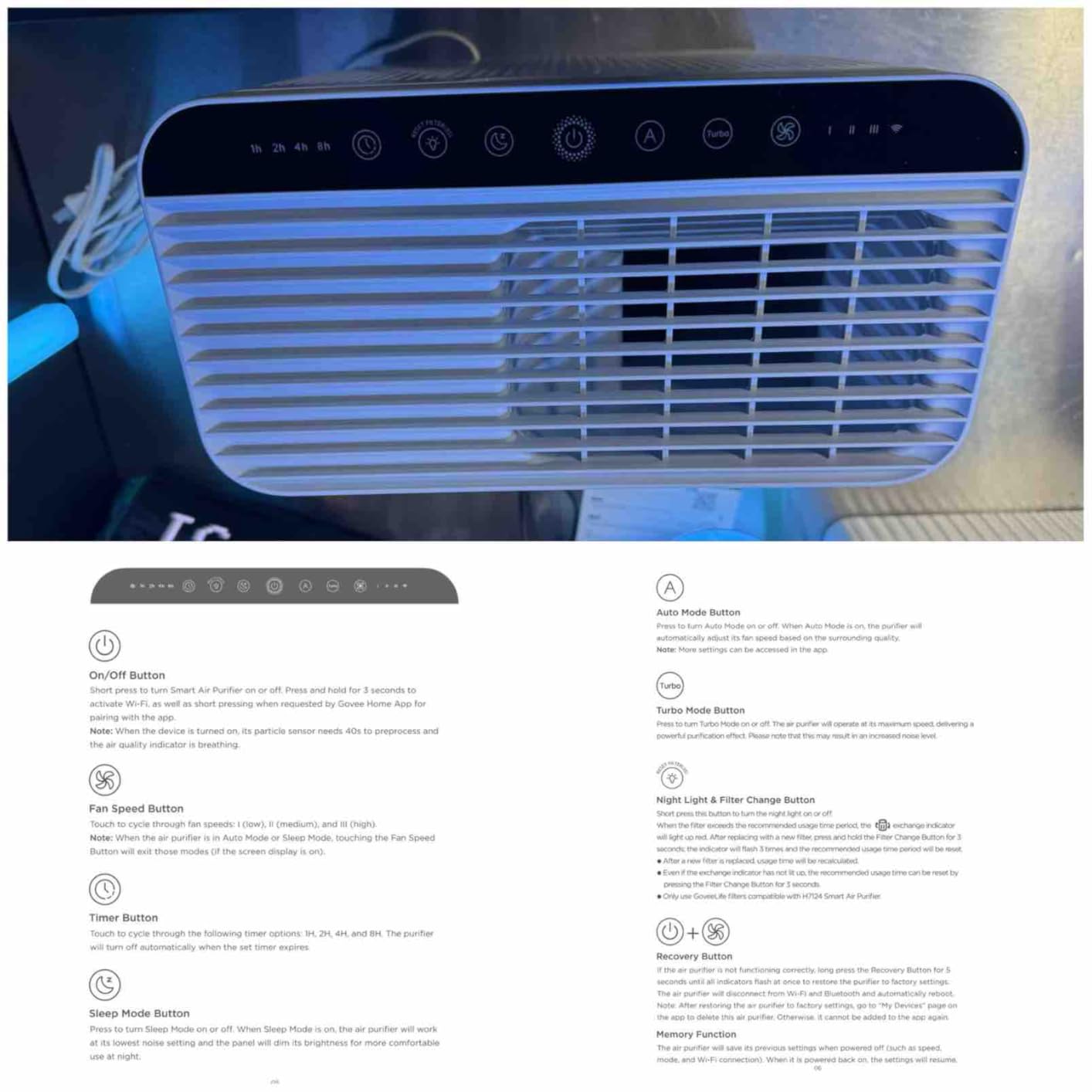 GoveeLife Smart Air Purifier for Home Large Rooms, Covers up to 1046 ft², PM2.5 Monitor, Sleep Mode, 3-in-1 Filter Air Purifier with App and Alexa Control for Pet Hair, Odors, Pollen and Smoke customer photo 1