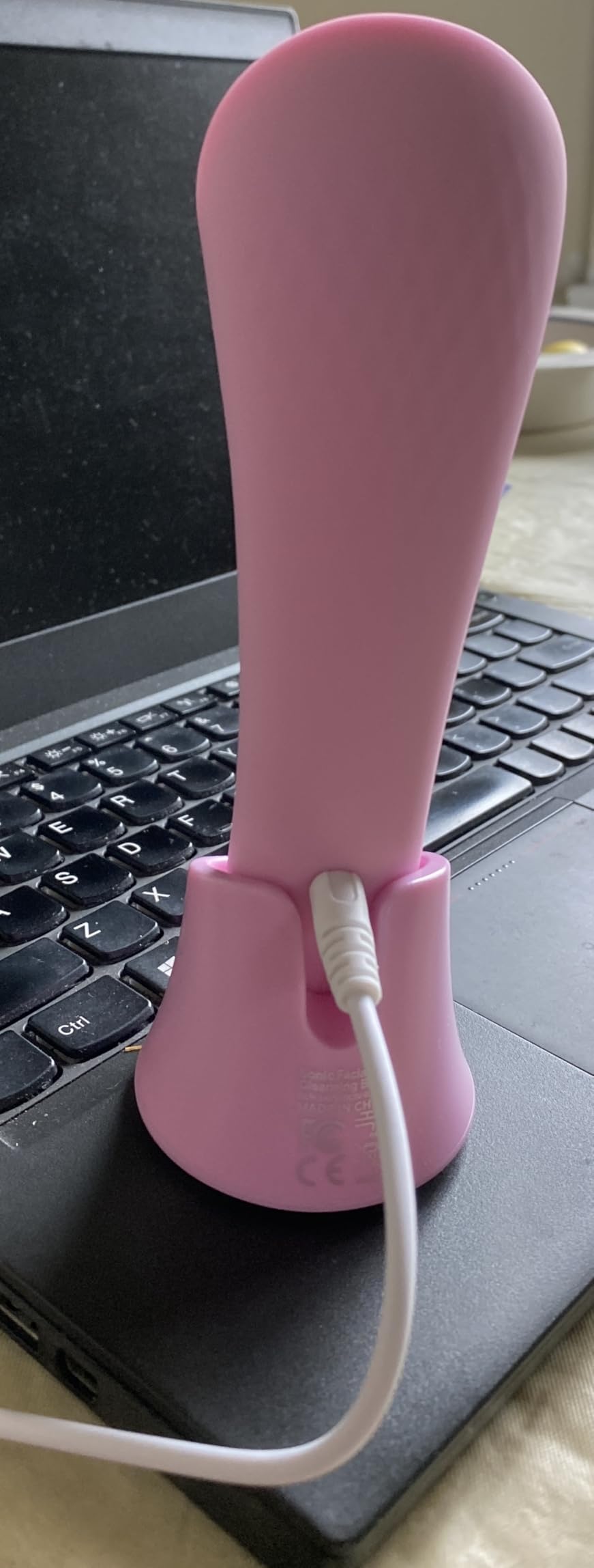 PRITECH Facial Cleansing Brush, Rechargeable Silicone Face Scrubber with Heat Massage End, Vibrating Exfoliator Scrubber for Deep Cleaning, Waterproof Face Brush for Women and Men (Pink) customer photo 1