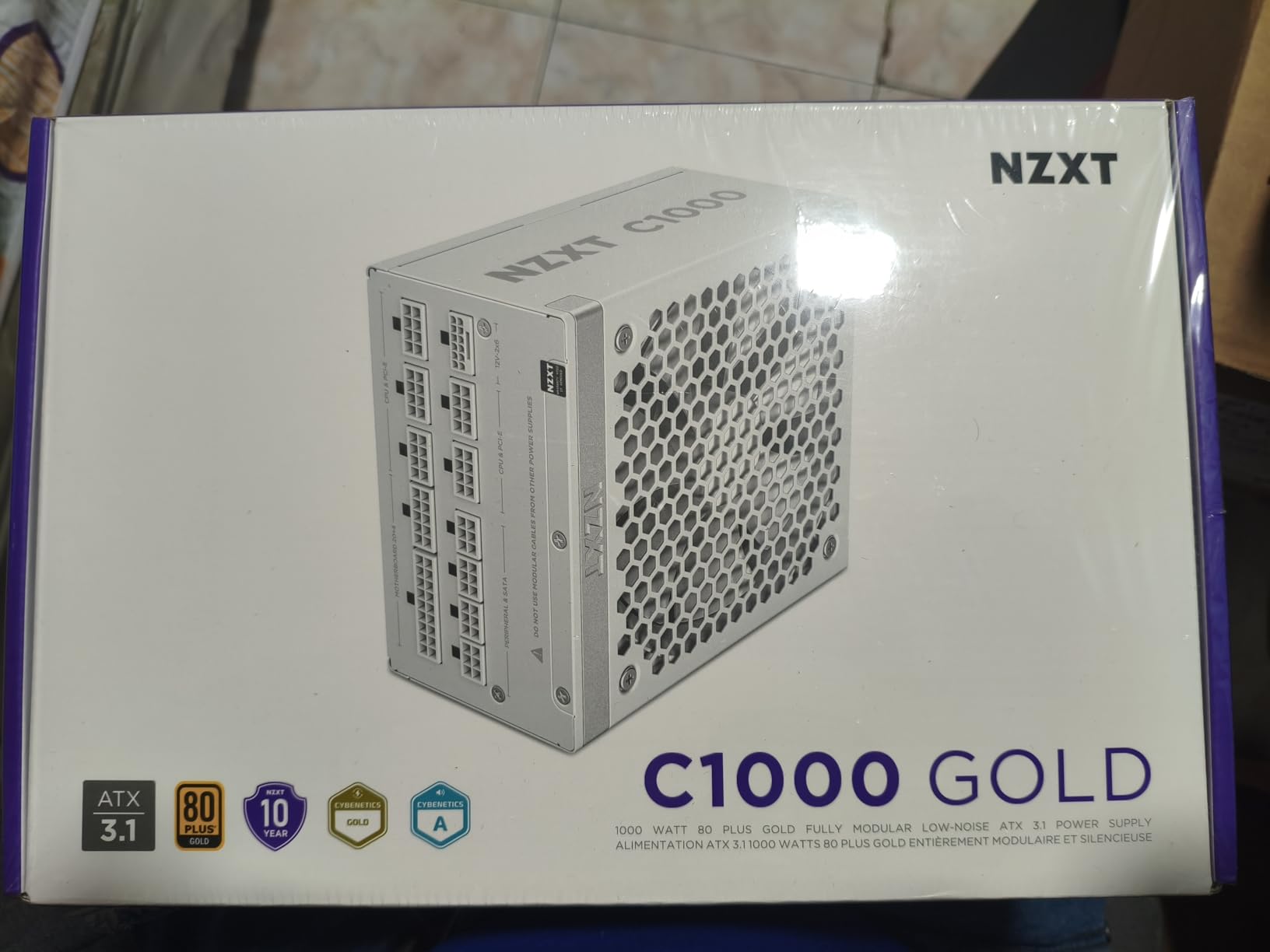 NZXT C1000 Gold ATX 3.1 - Fully Modular Low-Noise PC Gaming Power Supply - 1000 Watts - 80 Plus Gold - 12V-2x6 Connector - Zero Fan Mode - 100% Japanese Capacitors - White customer photo 1