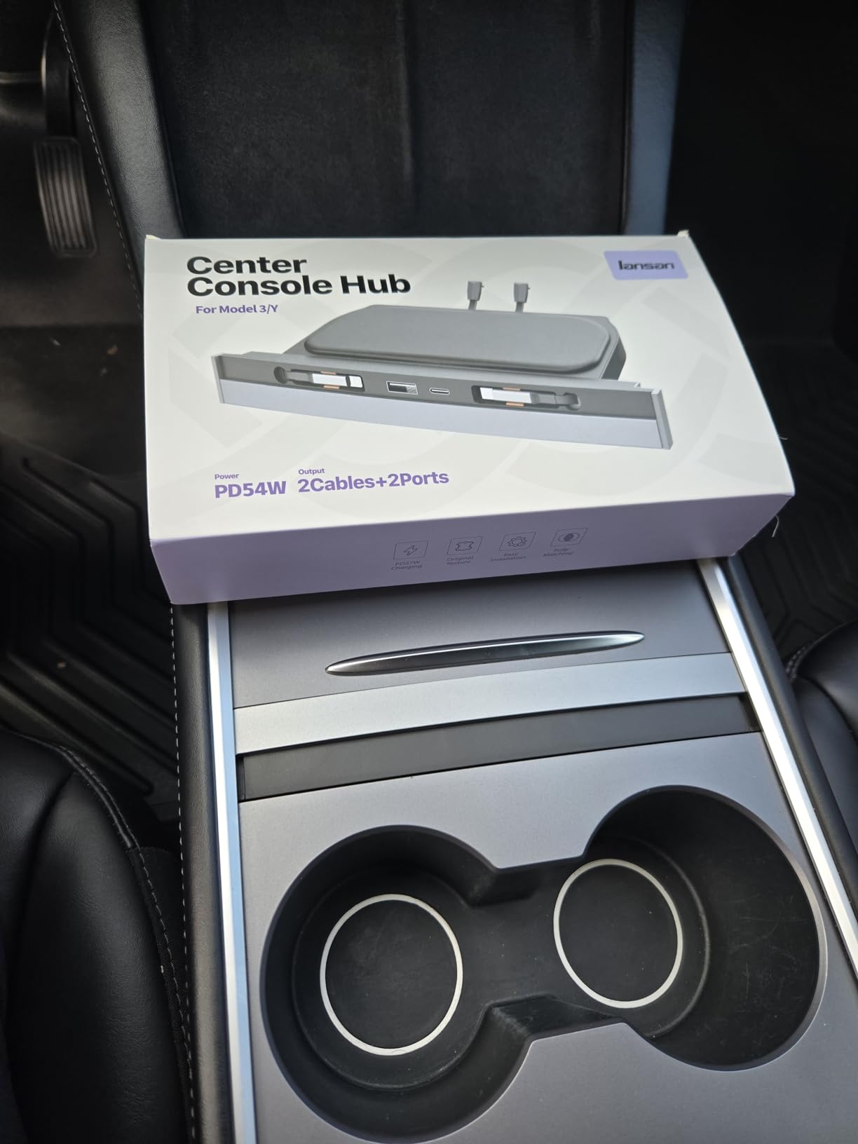 USB Hub for Tesla Model 3 Model Y Waterproof - Fast Phone Charger for Model Y/3 Accessories 2024 2023 2022 2021 Multi Port Retractable Docking Station, 100% Fit Center Console customer photo 2